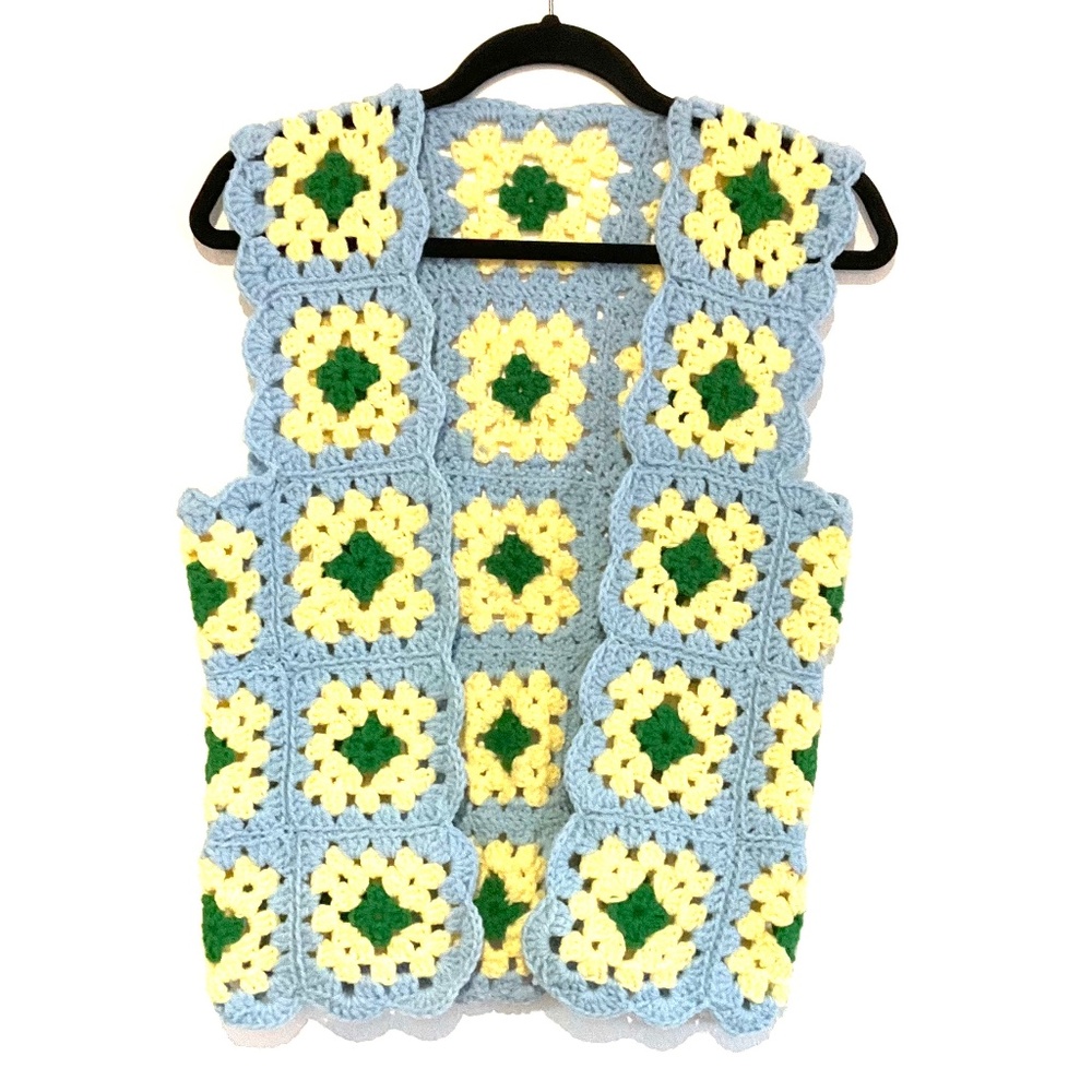 VINTAGE Grannycore Square Knit Sweater Vest Mint Condition